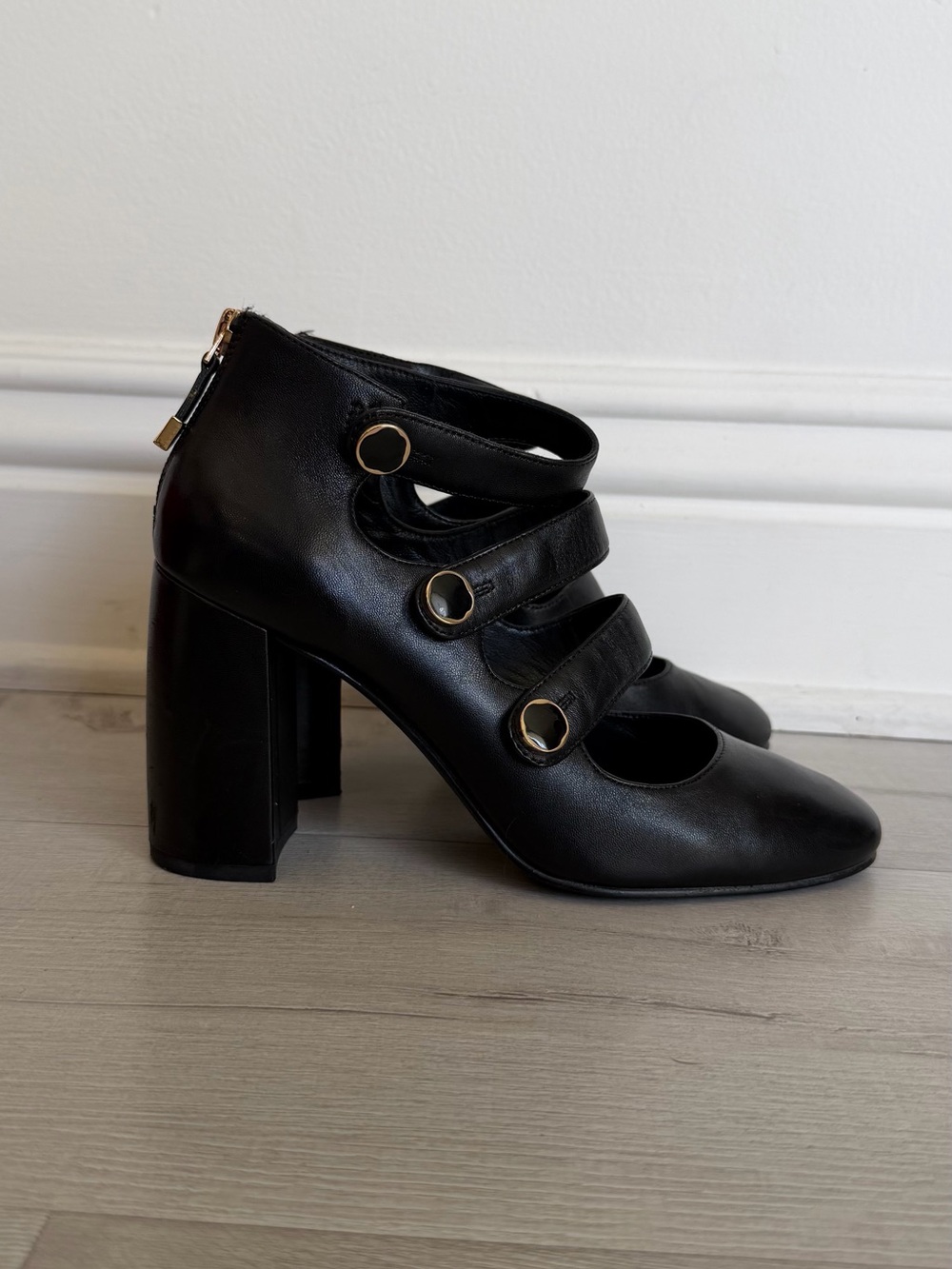 What For Ankle Straps Black Blocked Heels